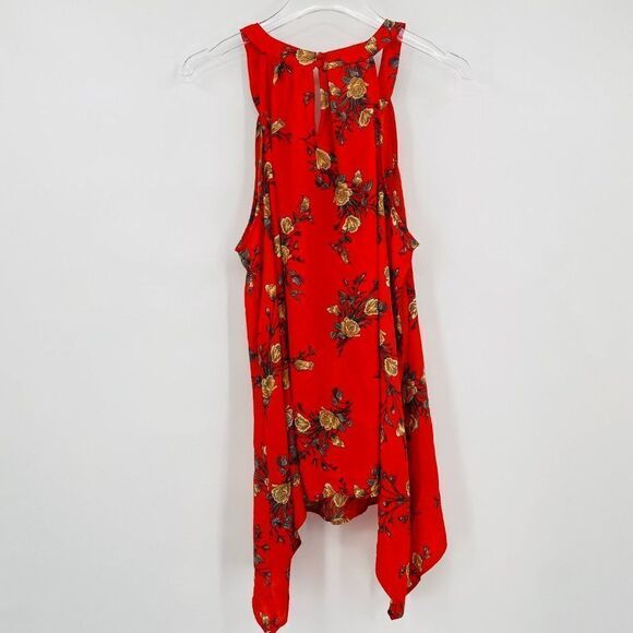 NEW Torrid Size 1X Orange Floral Sharkbite Hem Georgette Tank Top Blouse - Picture 8 of 10